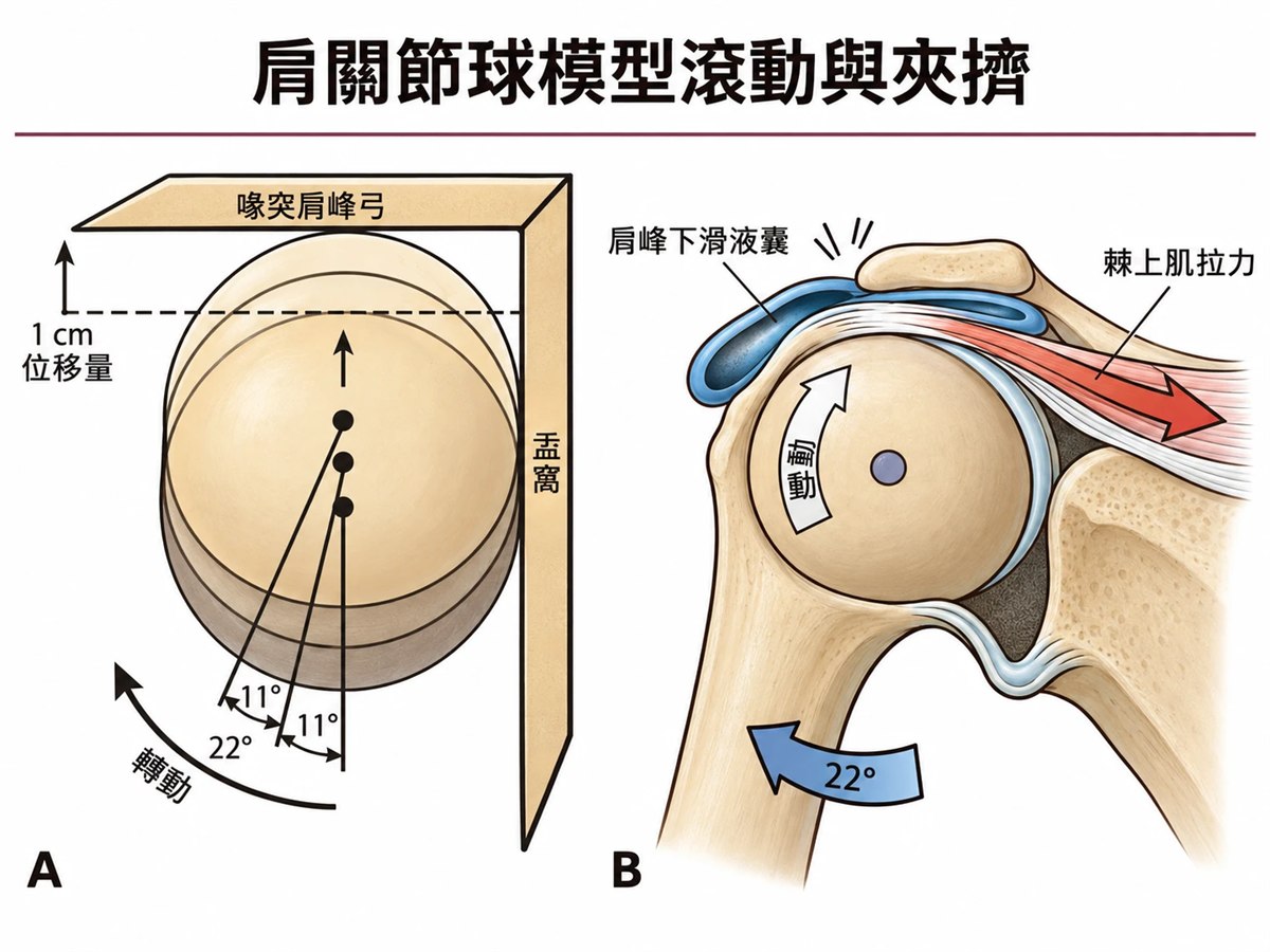 肩關節球模型：滾動與夾擠